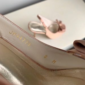 Stuart Weitzman satin bow sling back pumps